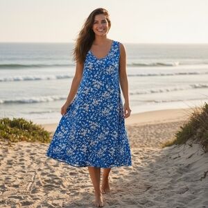 Draper James Blue And White Floral Summer Dress